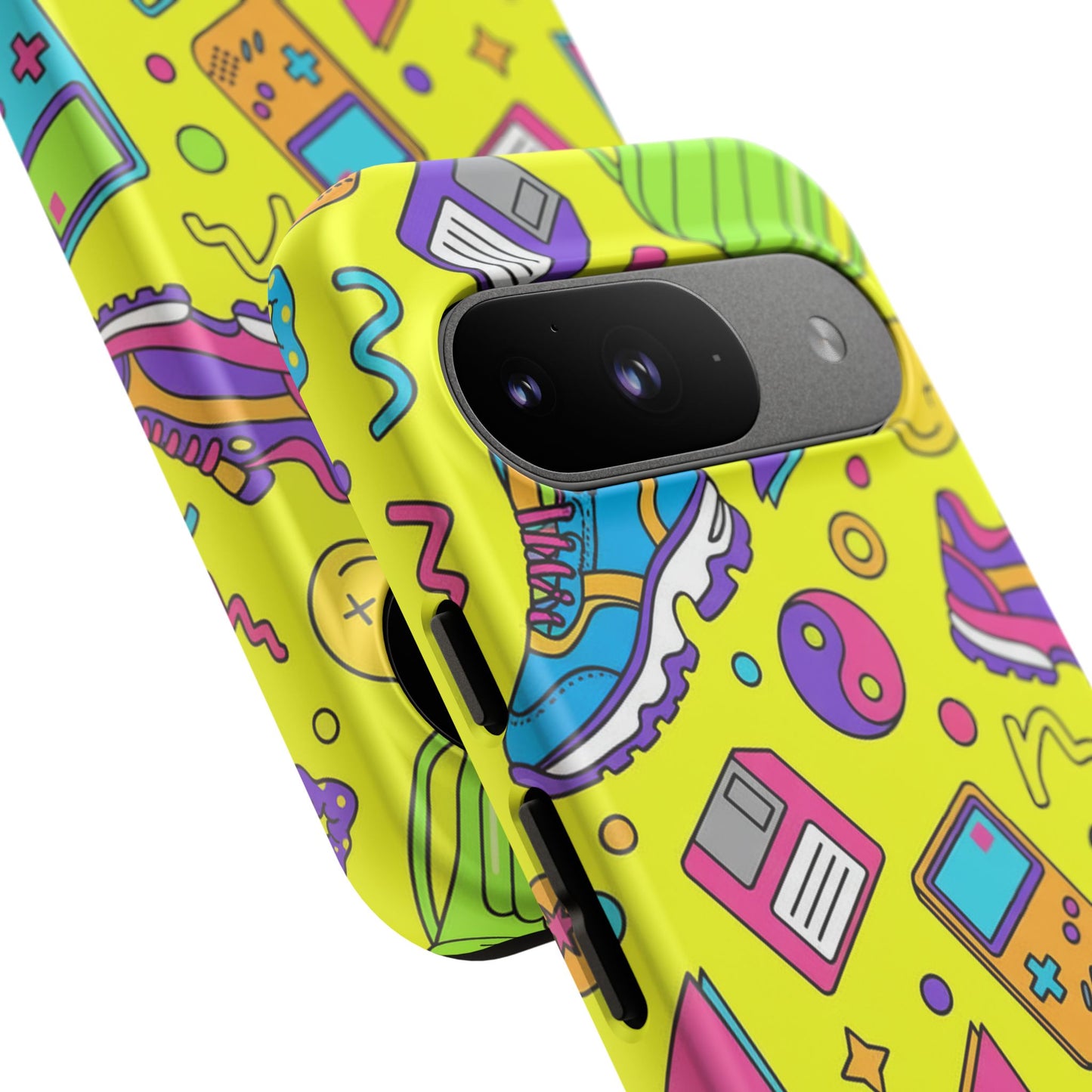 90s Retro Neon Phone Case – Y2K Nostalgia Colorful Icons Tough Protective Case