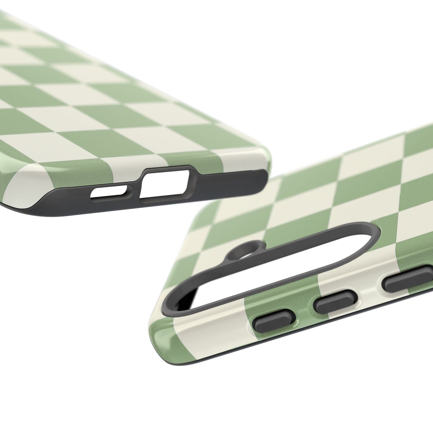 Sage Green Checkerboard Phone Case | Minimal Aesthetic Tough Case