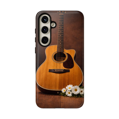 Acoustic Guitar Daisy Phone Case | Rustic Music Lover Tough Cover