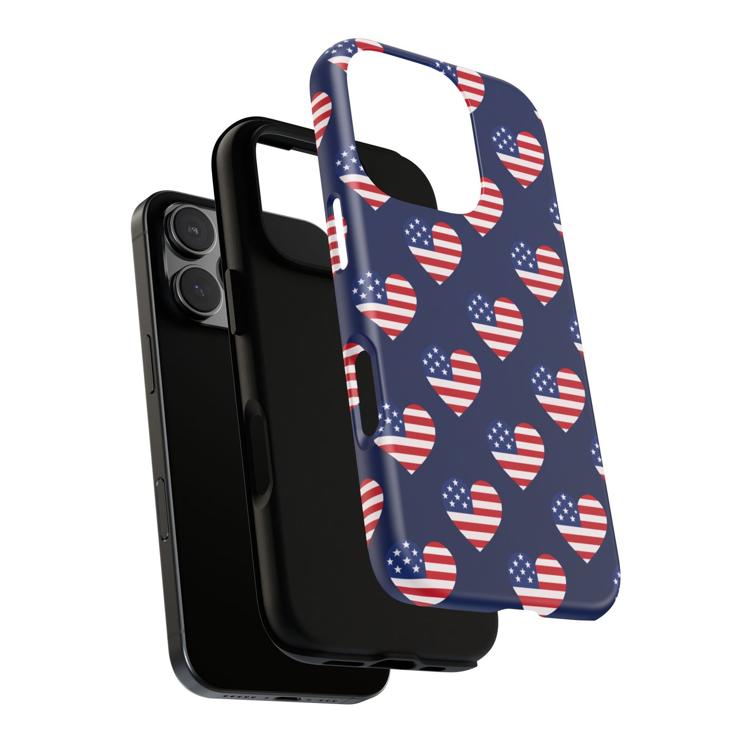 Patriotic American Flag Heart Phone Case – Tough Shockproof, USA Stars & Stripes for Iphone, Samsung Galaxy and Pixel