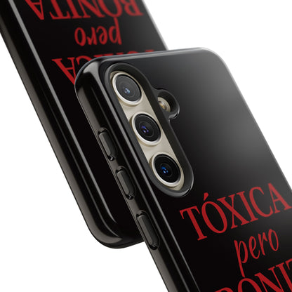 Toxica Pero Bonita Phone Case, Latina Quote Case, Red Lips Aesthetic, Spanish Saying Case, Trendy Tough Cover
