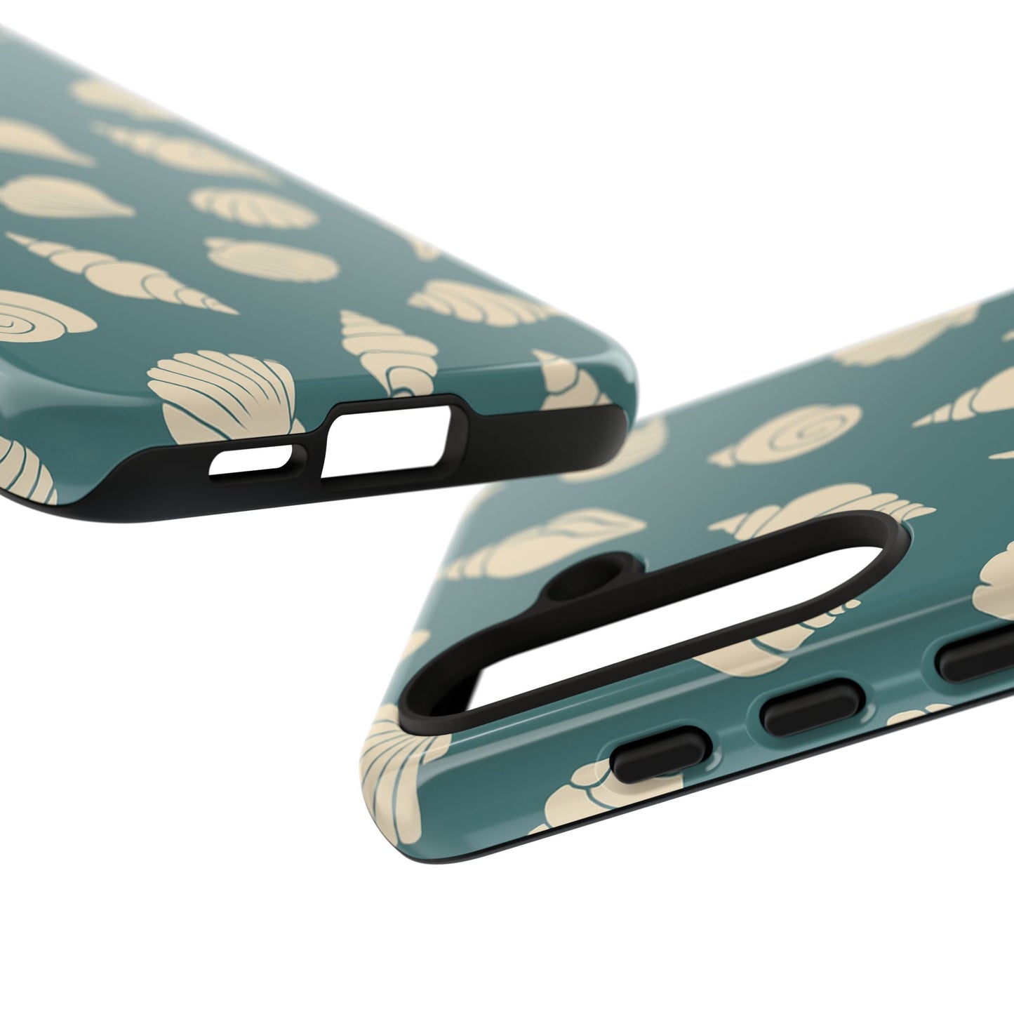 Seashell Pattern Phone Case | Teal Coastal Shells Tough Case for Iphone, Samsung Galaxy and Pixel
