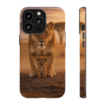 Lioness & Cub Phone Case | Safari Wildlife Tough Case for iPhone & Samsung