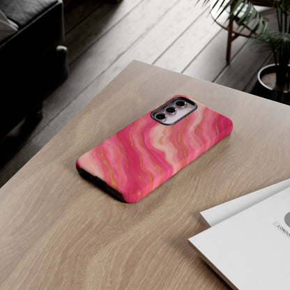 Pink Marble Phone Case | Rose Gold Swirl Aesthetic Tough Protective Case
