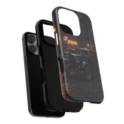 Vintage Classic Car Phone Case | Retro Noir Aesthetic | 1930s Street Scene Tough Case for iPhone & Samsung