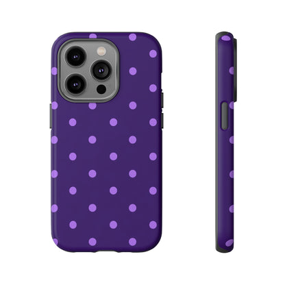 Purple Polka Dot Tough Phone Case – Cute Stylish Durable Protective Cover for Iphone, Samsung Galaxy and Pixel