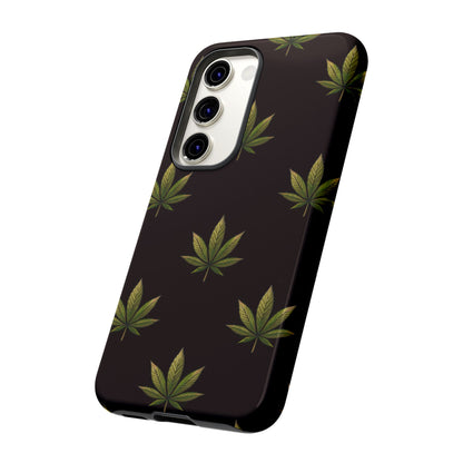 Cannabis Leaf Phone Case Green Weed Leaf Pattern Tough Protective Cover