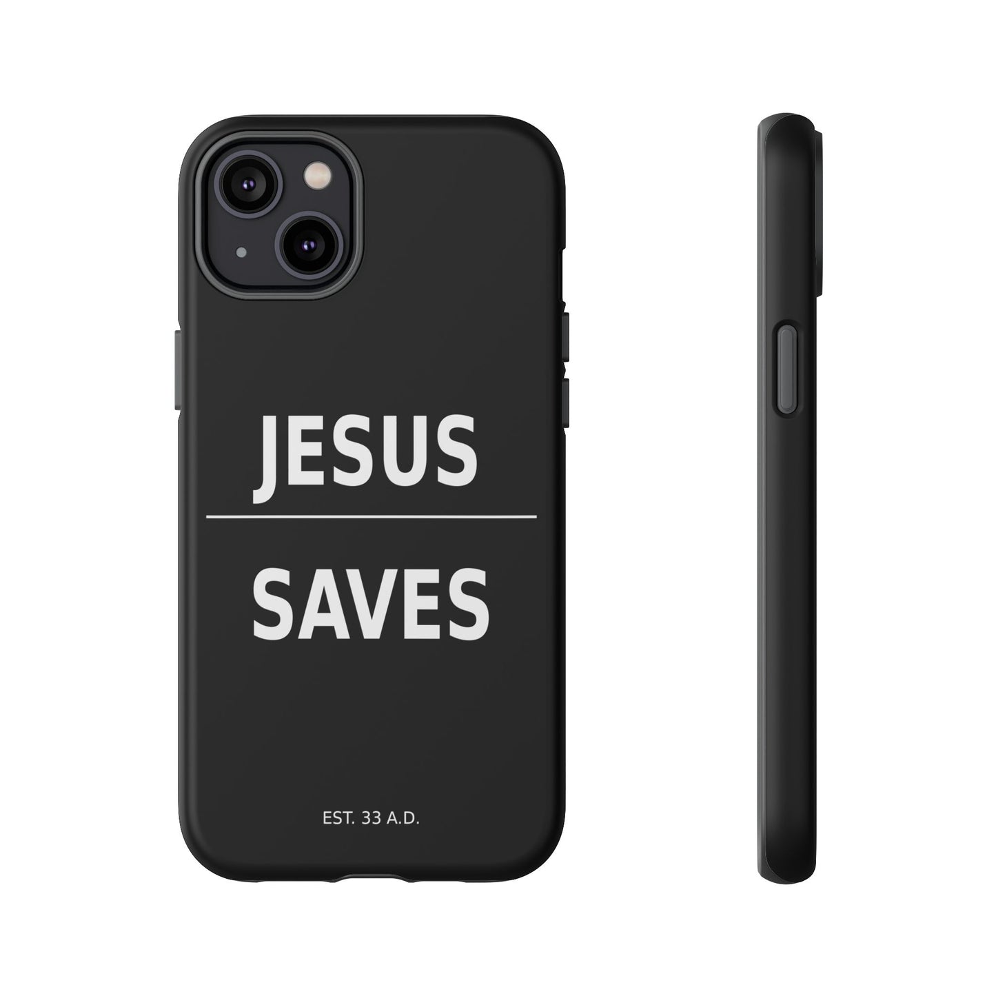 Jesus Saves Phone Case Christian Religious Minimalist Black Tough Cover