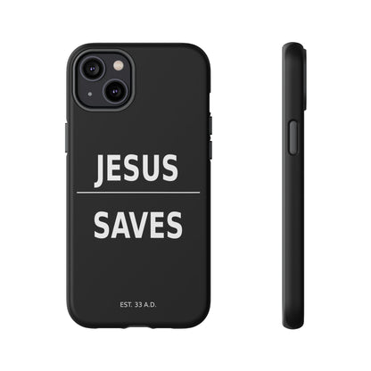 Jesus Saves Phone Case Christian Religious Minimalist Black Tough Cover