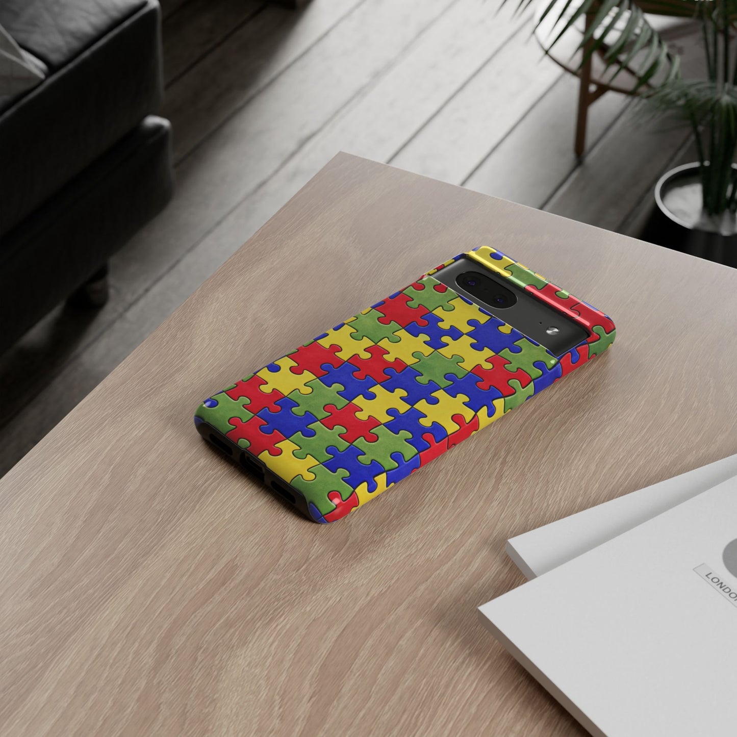Colorful Puzzle Phone Case, Autism Awareness Jigsaw Design, Tough Protective Case, iPhone & Samsung Case, Vibrant Puzzle Pattern