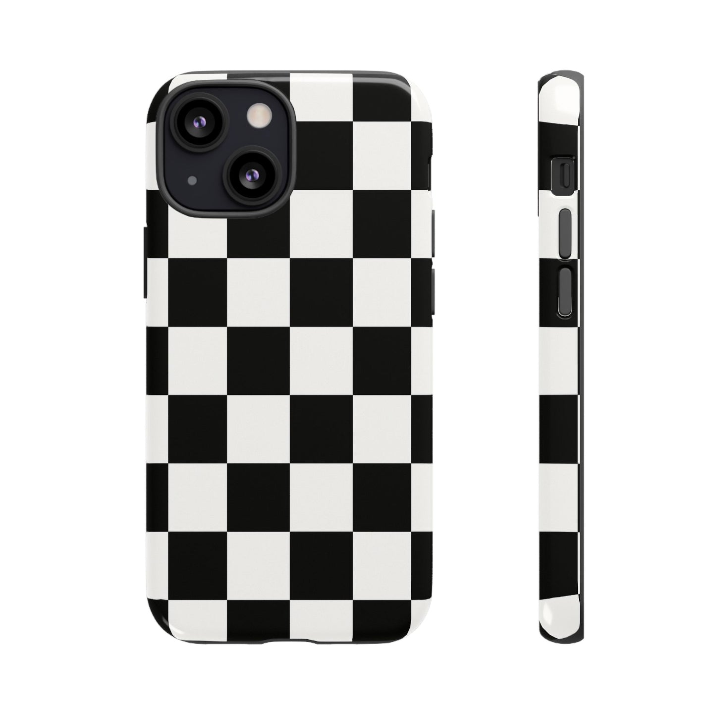 Black & White Checkerboard Phone Case – Classic Aesthetic Tough Protective Case