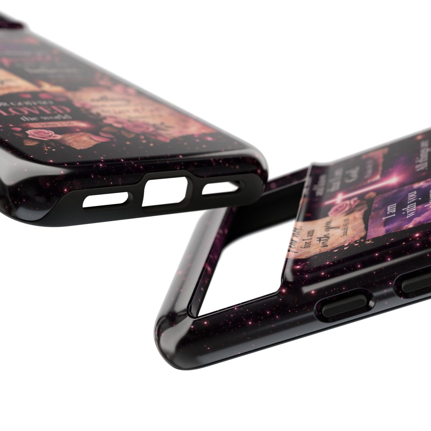 Christian Bible Verse Phone Case Pink Floral Faith Tough Protective Cover Gift