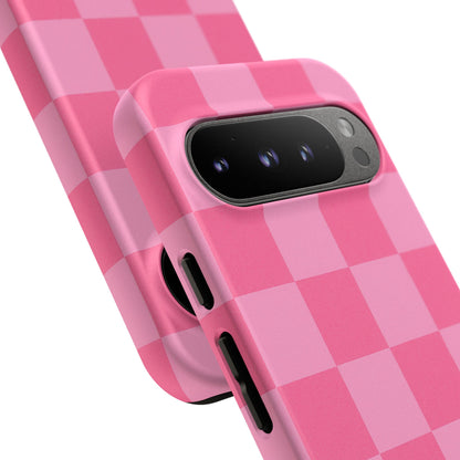 Pink Checkerboard Phone Case | Cute Aesthetic Checkered iPhone & Samsung Tough Case