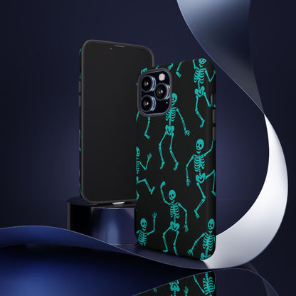 Dancing Teal Skeletons Phone Case | Tough Protective Case for Iphone, Samsung Galaxy and Pixel