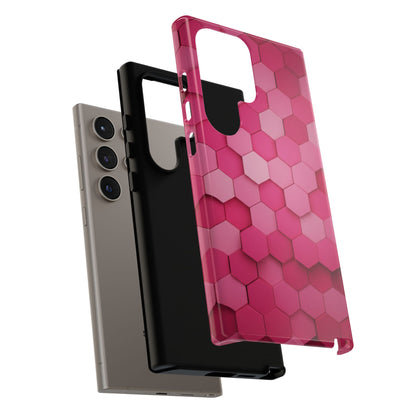 Hot Pink Hexagon Phone Case | Honeycomb Geometric Aesthetic | Cute Pink iPhone & Samsung Tough Protective Case