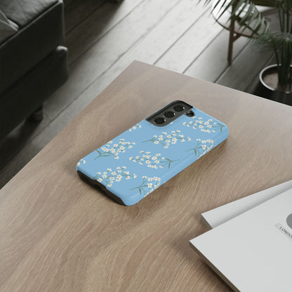 Baby’s Breath Floral Phone Case – Blue Minimal Flower Aesthetic Tough Case