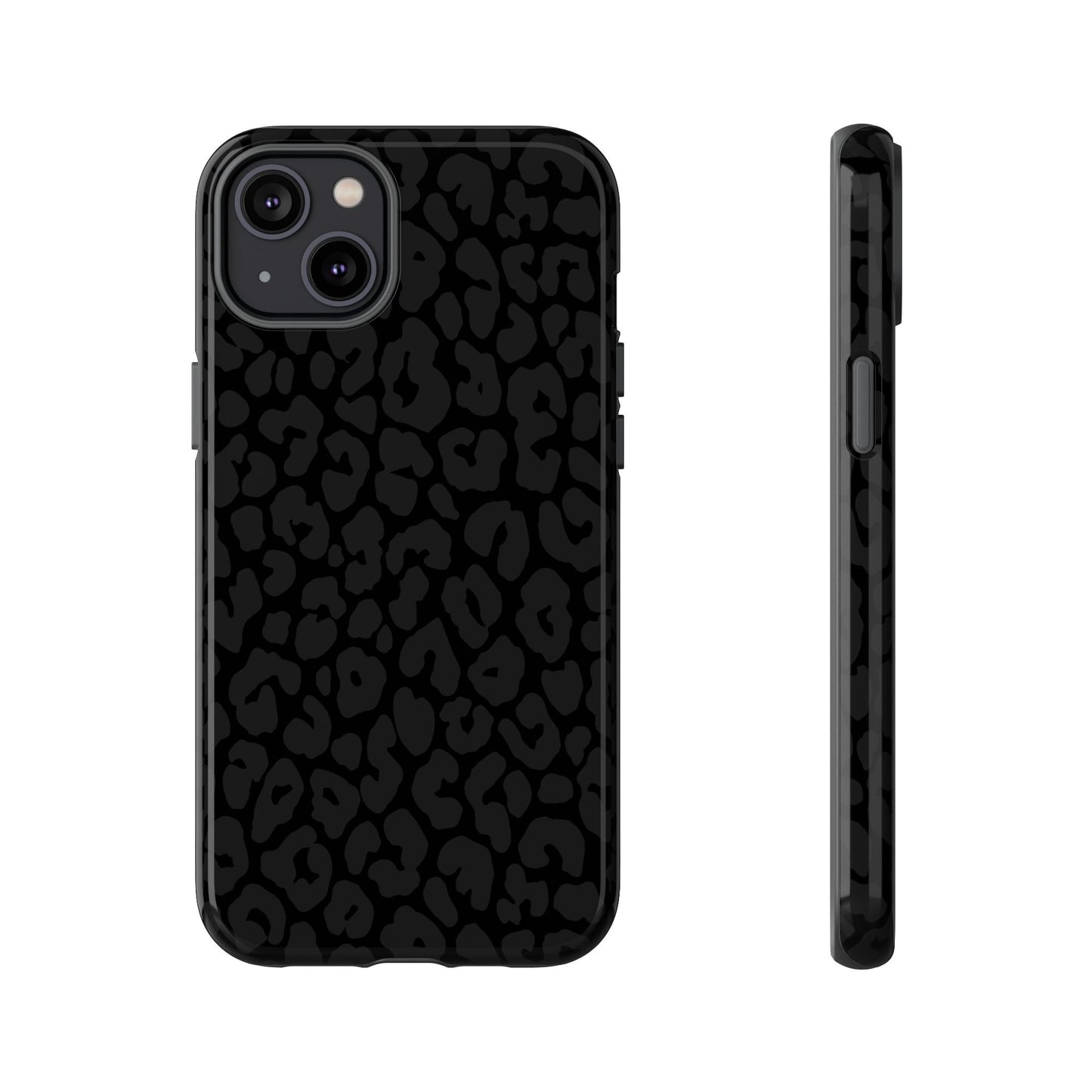 Black Leopard Phone Case | Black on Black Leopard Print Tough iPhone & Samsung Case | Matte or Glossy Protective Cover