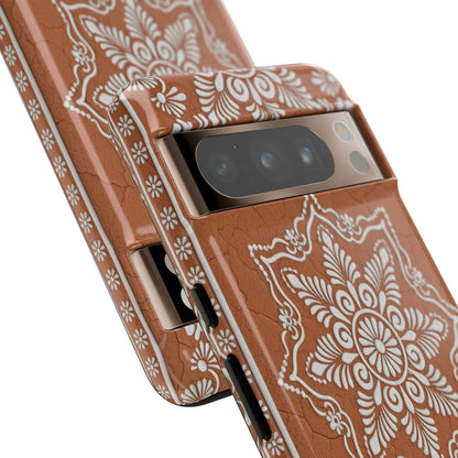 Talavera Terracotta Phone Case | Mexican Floral Pattern iPhone & Samsung Tough Case | Boho Clay Aesthetic Cover