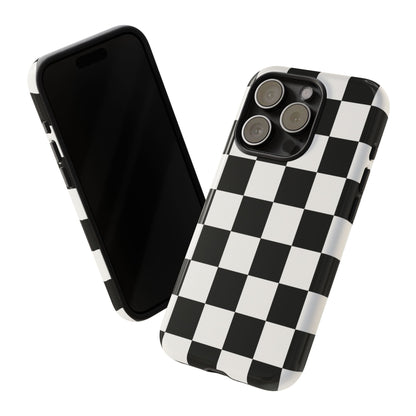 Black & White Checkerboard Phone Case – Classic Aesthetic Tough Protective Case for Iphone, Samsung Galaxy and Pixel