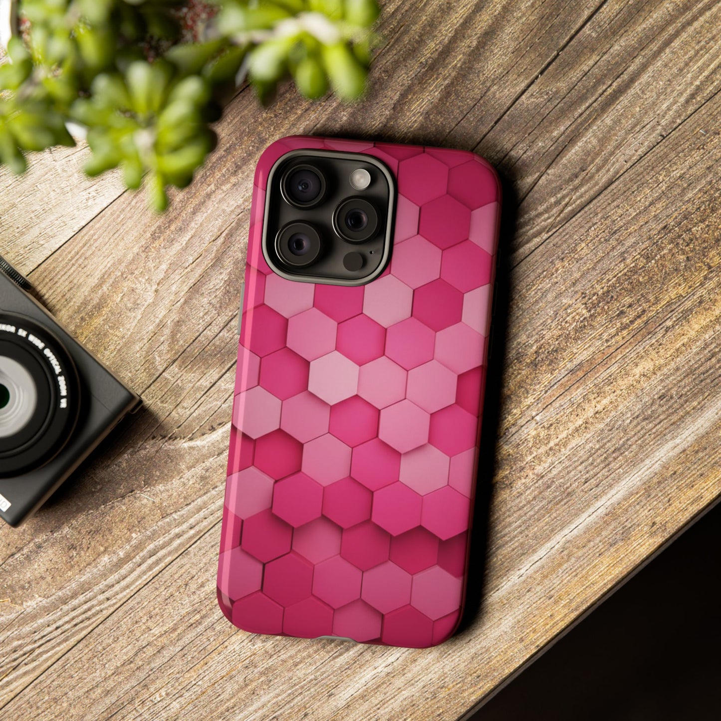 Hot Pink Hexagon Phone Case | Honeycomb Geometric Aesthetic | Cute Pink iPhone & Samsung Tough Protective Case