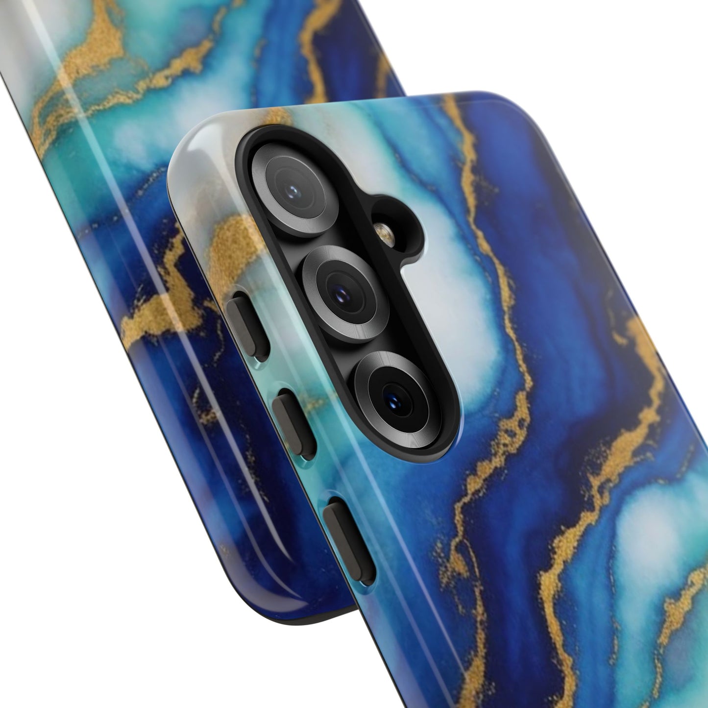 Blue & Gold Marble Phone Case – Luxury Resin Art Tough Case (iPhone, Samsung, Pixel)