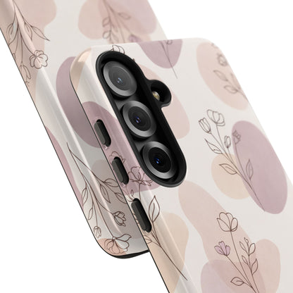 Blush Floral Phone Case Neutral Botanical Watercolor Tough Cover