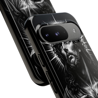 Jesus Sacred Heart Phone Case Black White Christian Faith Aesthetic