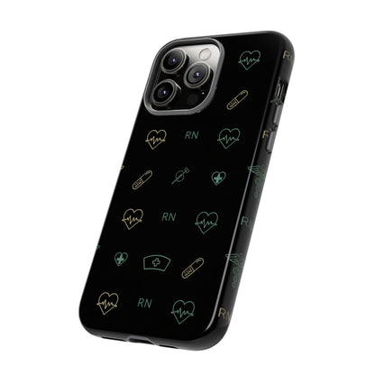 RN Nurse Phone Case – Minimal Medical Icon Pattern Healthcare Worker Tough Case