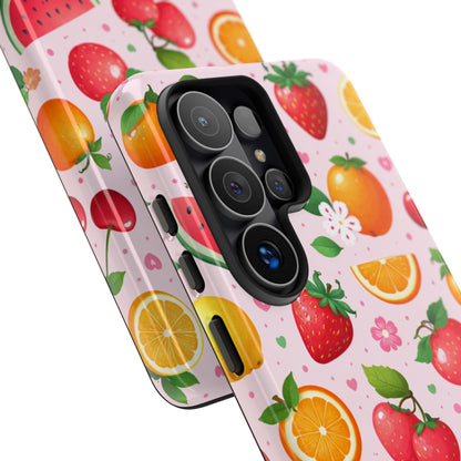 Fruit Phone Case – Tough Shockproof, Strawberry Cherry Citrus Summer Design for Iphone, Samsung Galaxy and Pixel