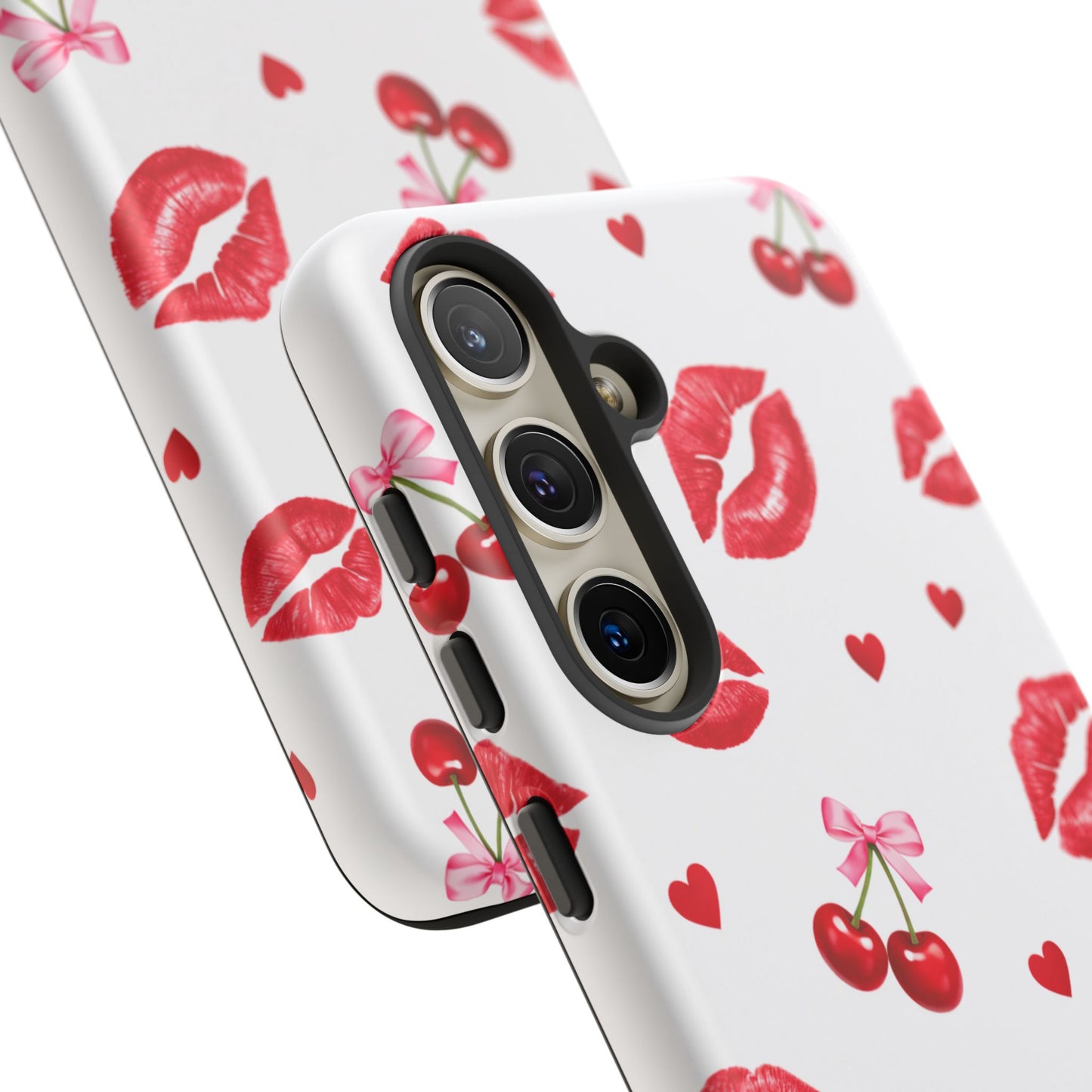 Red Lips & Cherry Phone Case – Y2K Retro Aesthetic Tough Cover