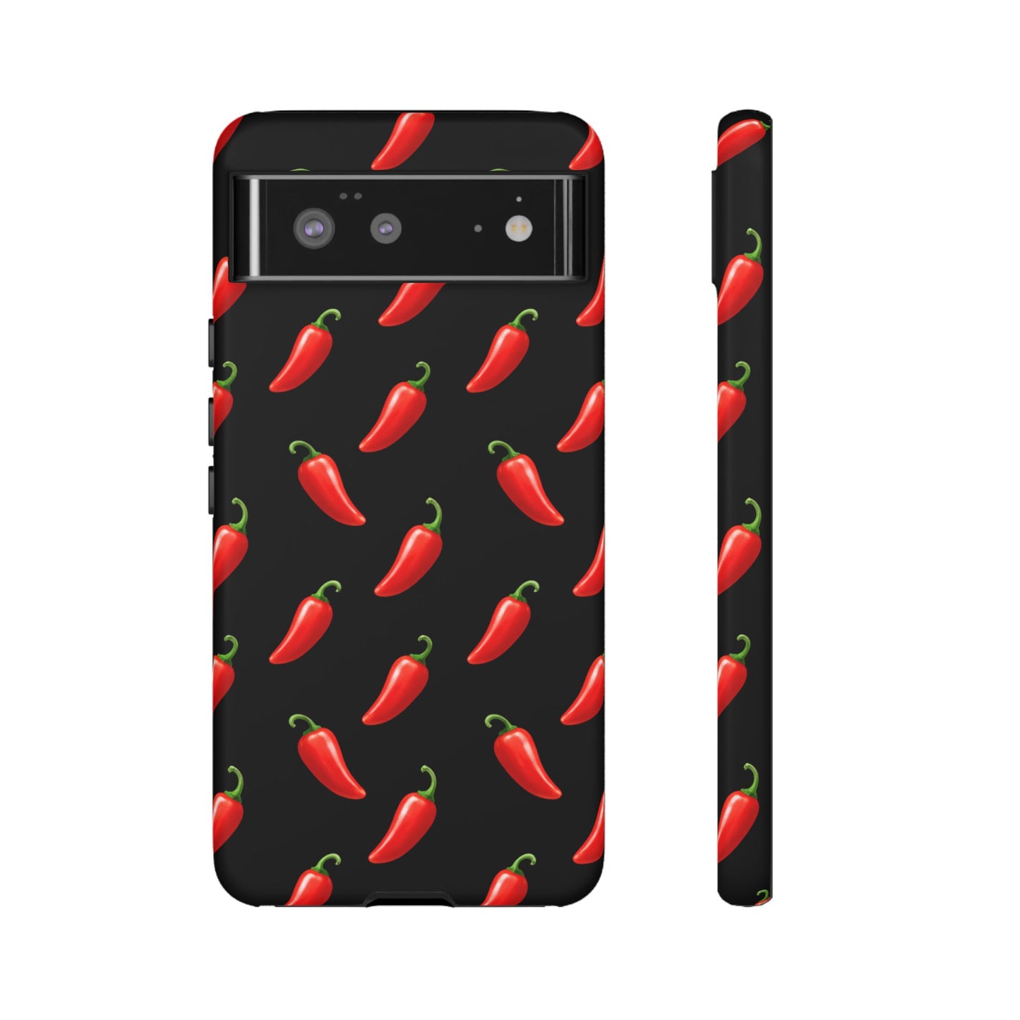 Spicy Chili Pepper Phone Case – Black Cute Hot Pepper Tough Cover for Iphone, Samsung Galaxy and Pixel