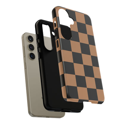 Brown Checkered Phone Case | Aesthetic Checkerboard iPhone & Samsung Tough Case