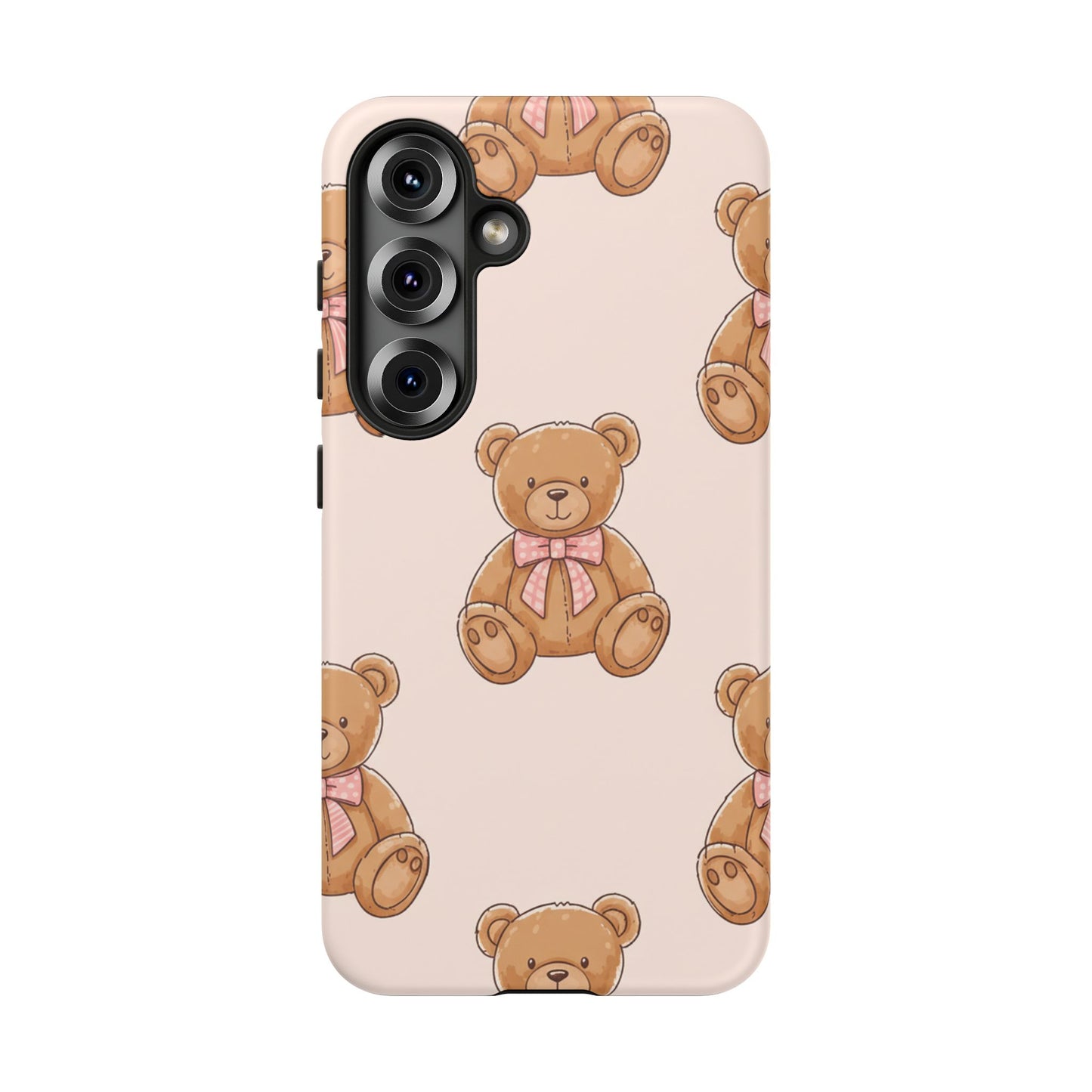 Teddy Bear Phone Case | Cute Coquette Aesthetic Pink Bear Pattern Case | Kawaii Soft Girl iPhone & Samsung Tough Protective Case
