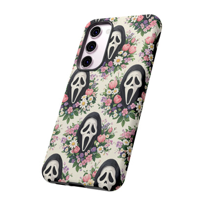 Floral Ghost Face Aesthetic Phone Case – Cute Spooky Tough Cover