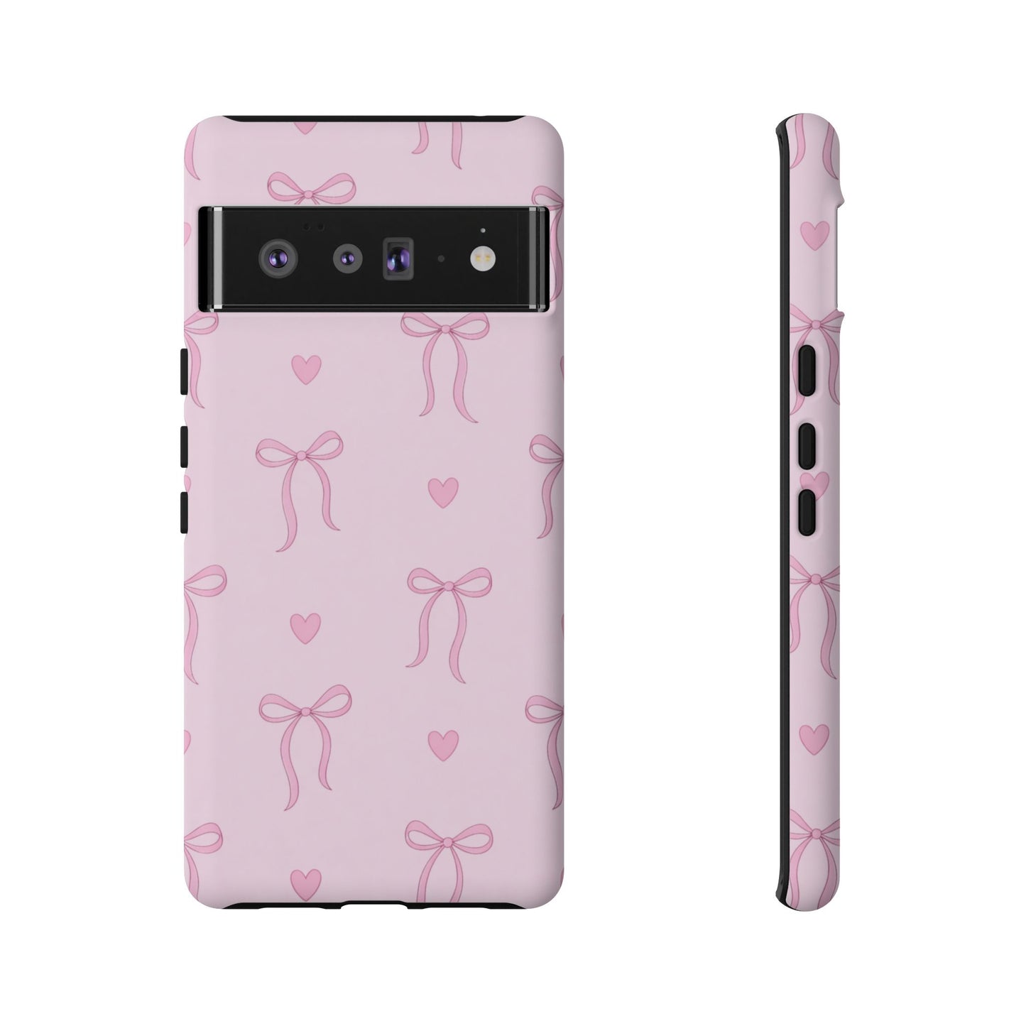 Pink Bow Heart Aesthetic Phone Case – Coquette Cute Tough Cover