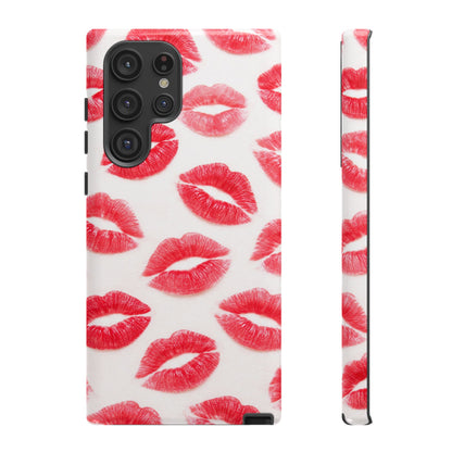 Red Lipstick Kiss Phone Case – Sexy Lip Print Pattern Tough Protective Cover