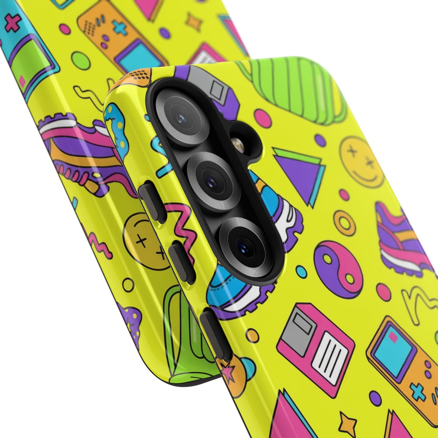 90s Retro Neon Phone Case – Y2K Nostalgia Colorful Icons Tough Protective Case