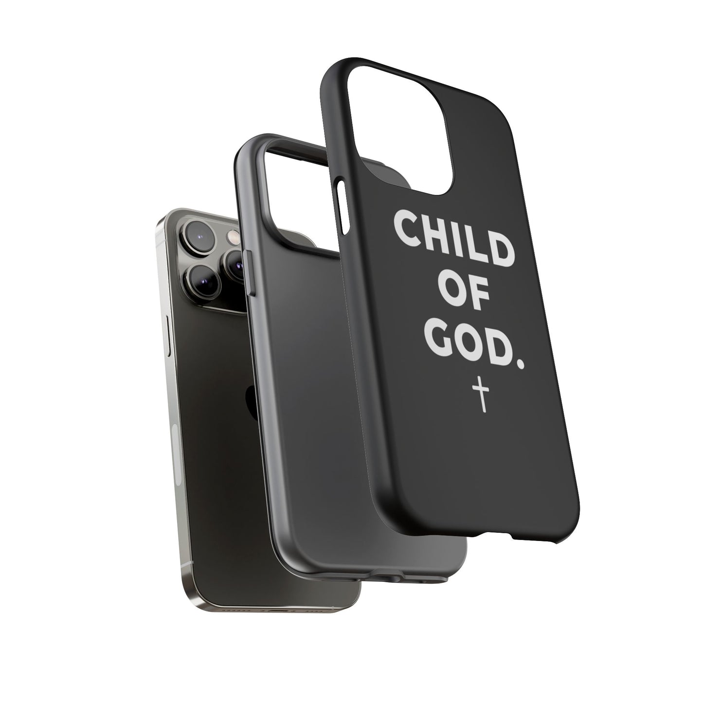 Child of God Phone Case Christian Black Aesthetic Cross Tough Cover