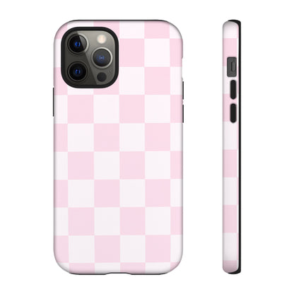 Pink Checkerboard Phone Case | Aesthetic Tough Protective Case
