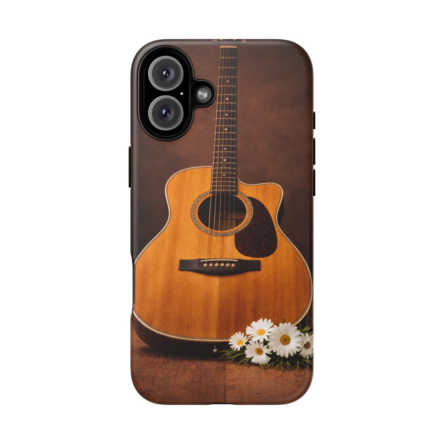 Acoustic Guitar Daisy Phone Case | Rustic Music Lover Tough Cover