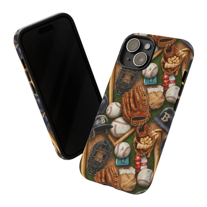 Baseball Gear Collage Phone Case – Vintage Baseball Equipment Sports Tough Case