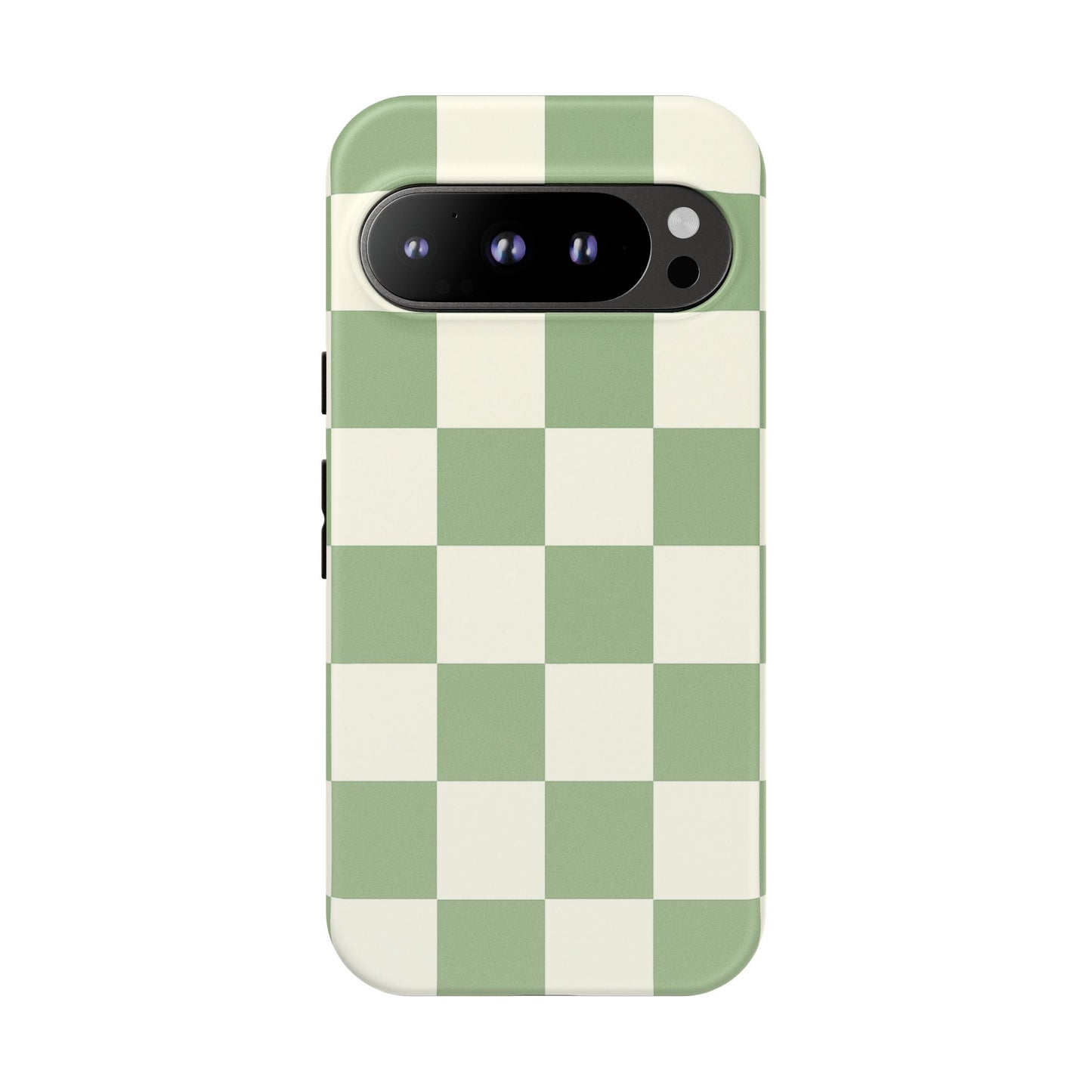 Sage Green Checkerboard Phone Case | Minimal Aesthetic Checkered iPhone & Samsung Tough Case