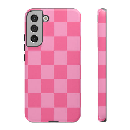Pink Checkerboard Phone Case | Cute Aesthetic Checkered iPhone & Samsung Tough Case