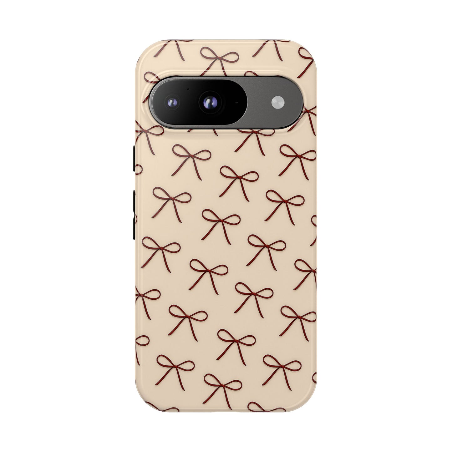 Coquette Bow Phone Case | Neutral Beige Aesthetic iPhone & Samsung Tough Case
