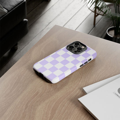 Lavender Checkerboard Phone Case | Pastel Aesthetic Tough Case