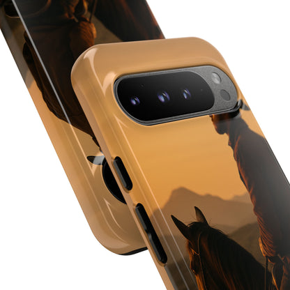 Western Cowboy Sunset Phone Case | Horse Rider Desert Aesthetic Tough Protective Case