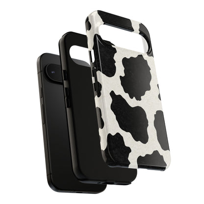 Black & White Cow Print Phone Case | Western Aesthetic iPhone & Samsung Tough Case