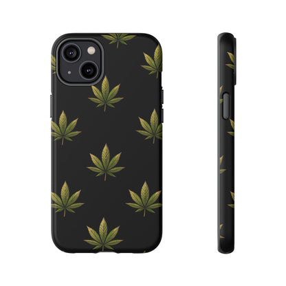 Cannabis Leaf Phone Case Green Weed Leaf Pattern Tough Protective Cover