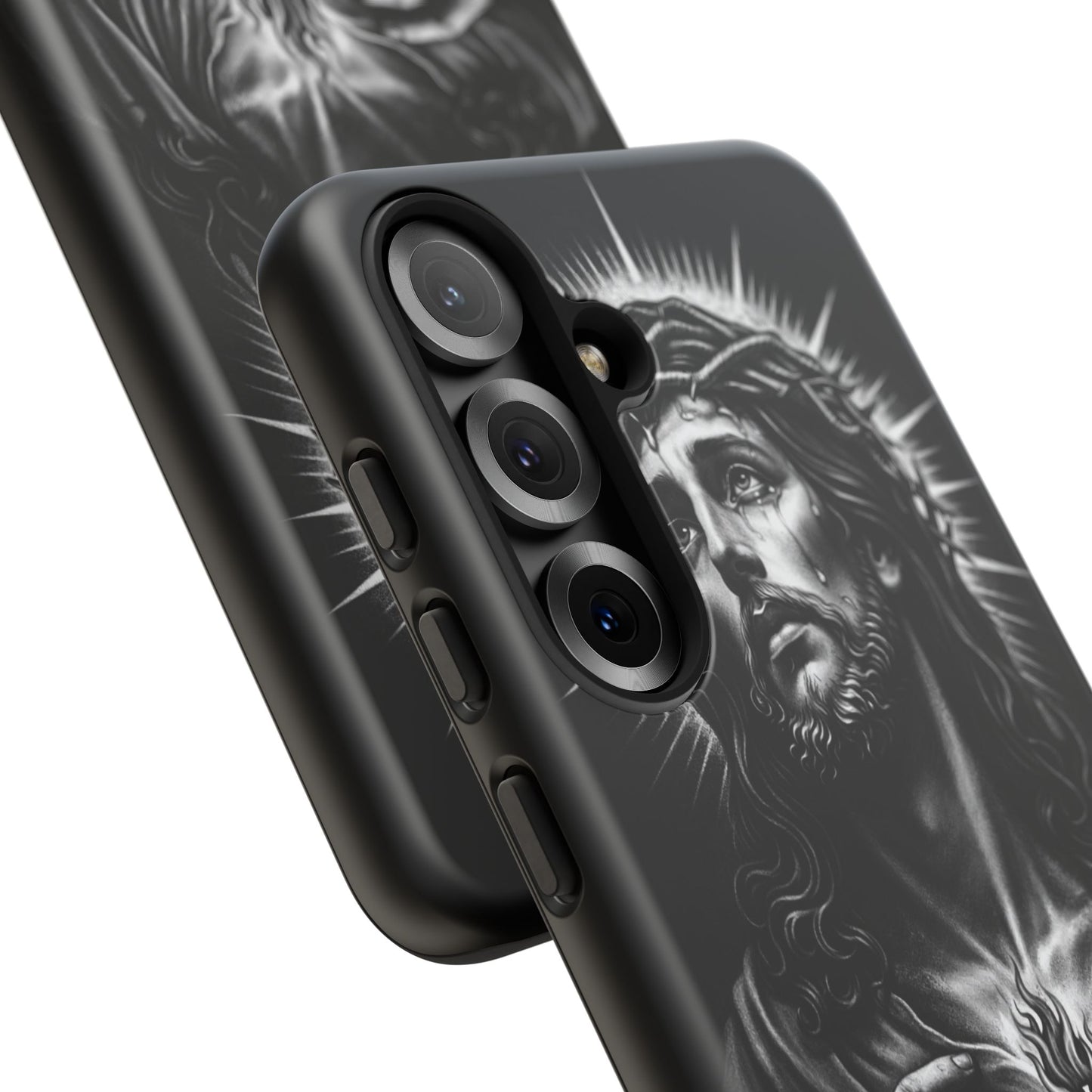 Jesus Sacred Heart Phone Case Black White Christian Faith Aesthetic