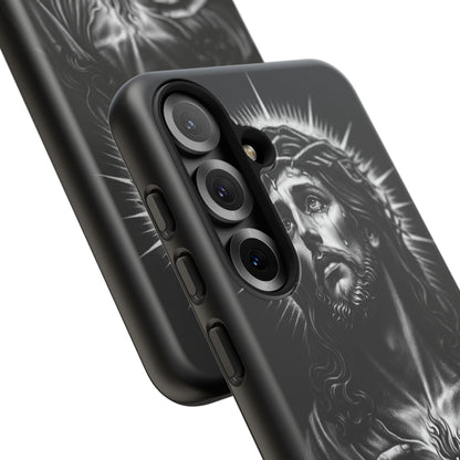 Jesus Sacred Heart Phone Case Black White Christian Faith Aesthetic